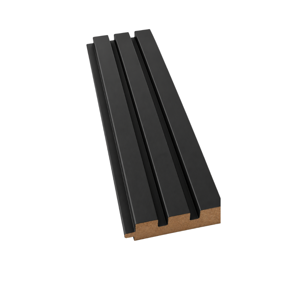 MDF Wandpaneel Nevada Schwarz Lamellenoptik 18 x 124 mm 280 cm 1