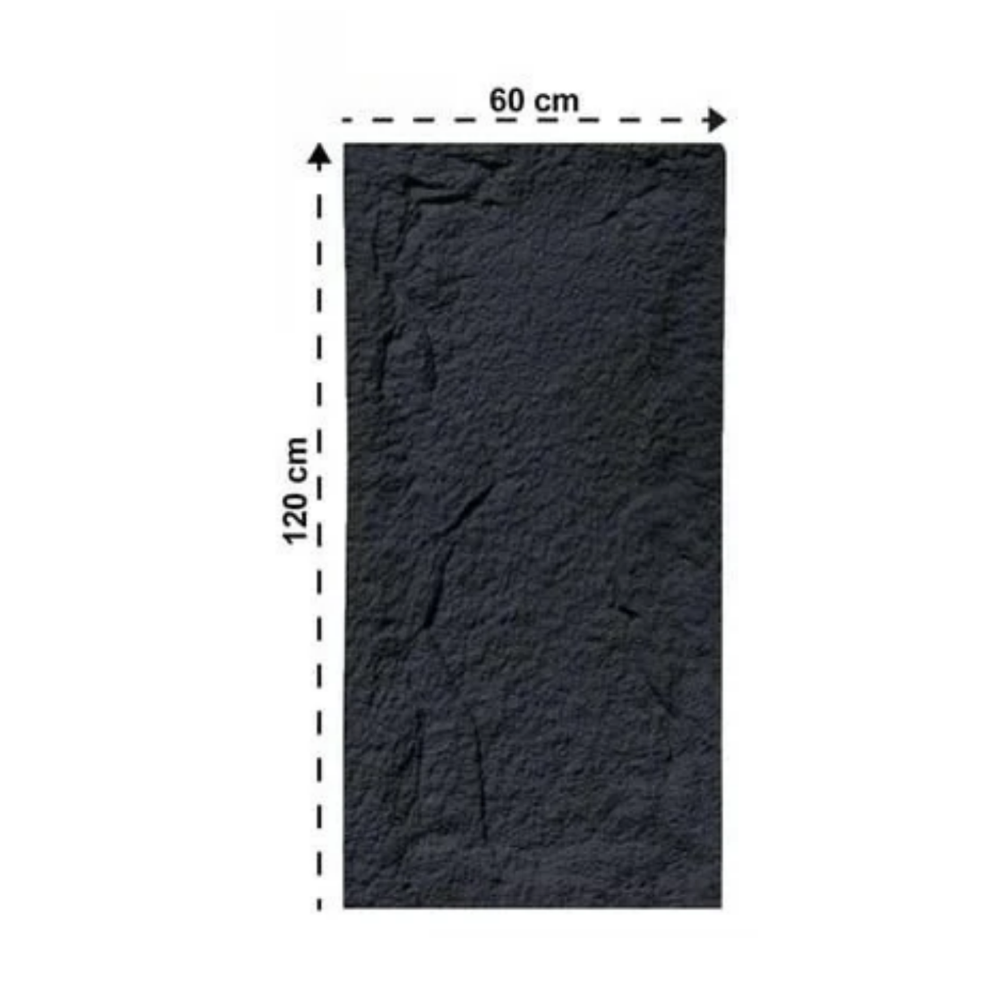 Rock Wandpaneel Schwarz Steinoptik 60 x 120 cm 6 cm