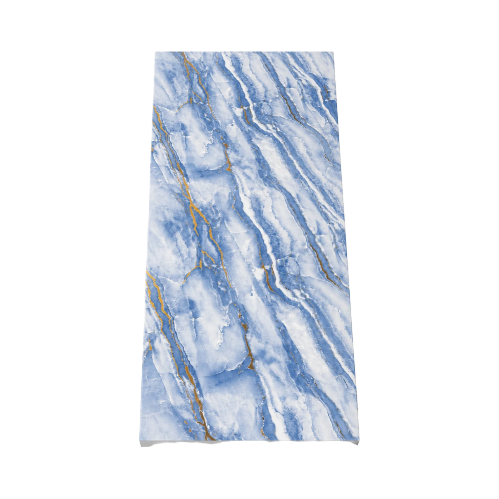 PVC-Wandpaneel - Himmelblau Gold - Marmoroptik - 122 × 260 cm - 1018 1