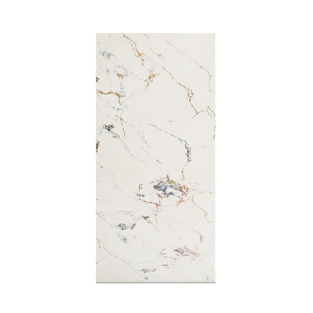 PVC-Wandpaneel - Elfenbein Blau Gold - Marmoroptik - 122 × 260 cm - 1020 1