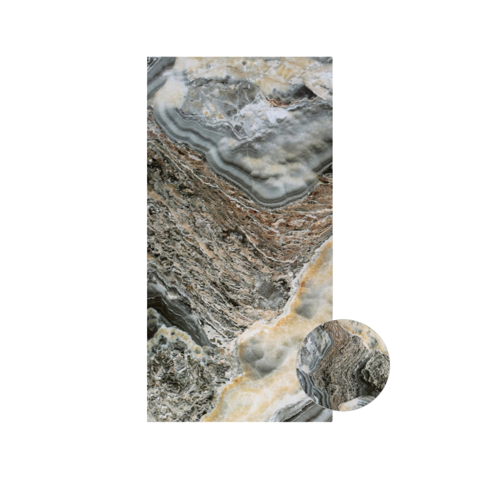 PVC-Wandpaneel - Wald Onyx Grau - Marmoroptik - 122 × 260 cm - 1038