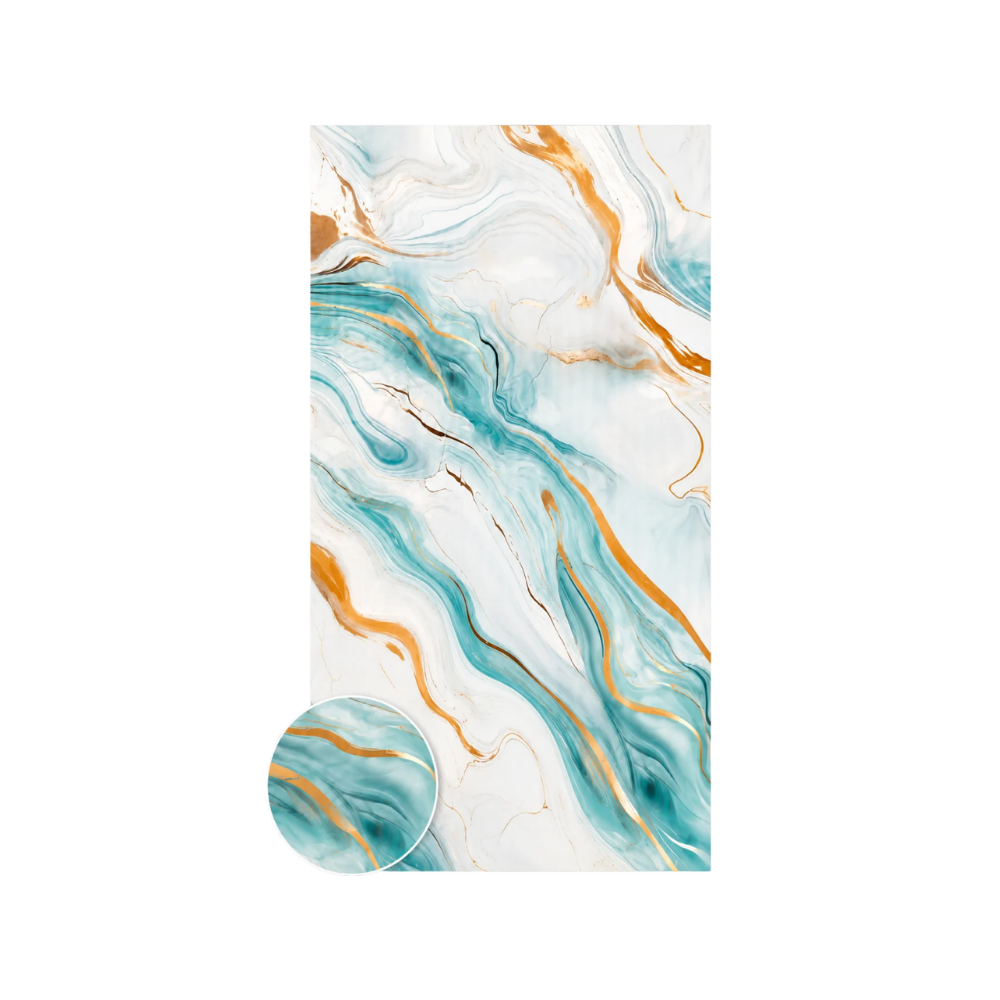 PVC-Wandpaneel - Ozean Gold Blau - Marmoroptik - 122 × 260 cm - 1043 1