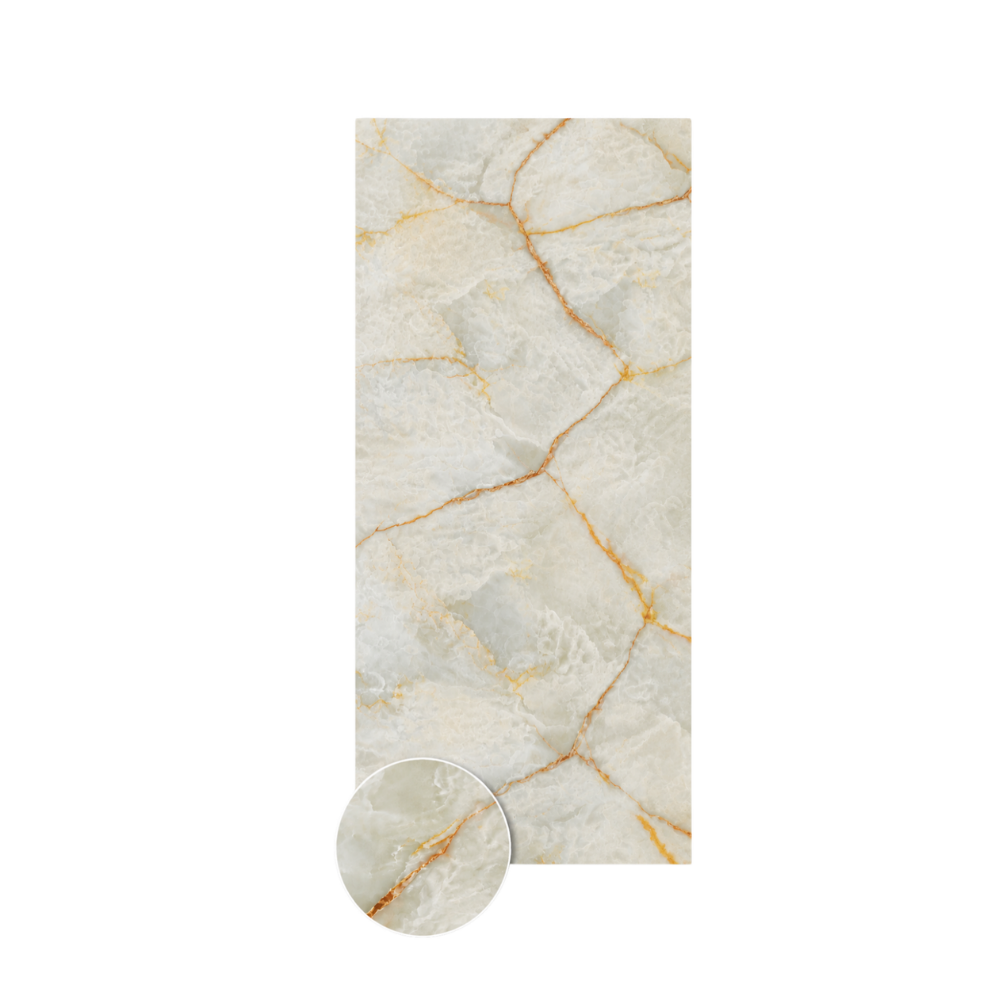 PVC-Wandpaneel - Onyx Gold Creme - Marmoroptik - 122 × 260 cm - 1046 1