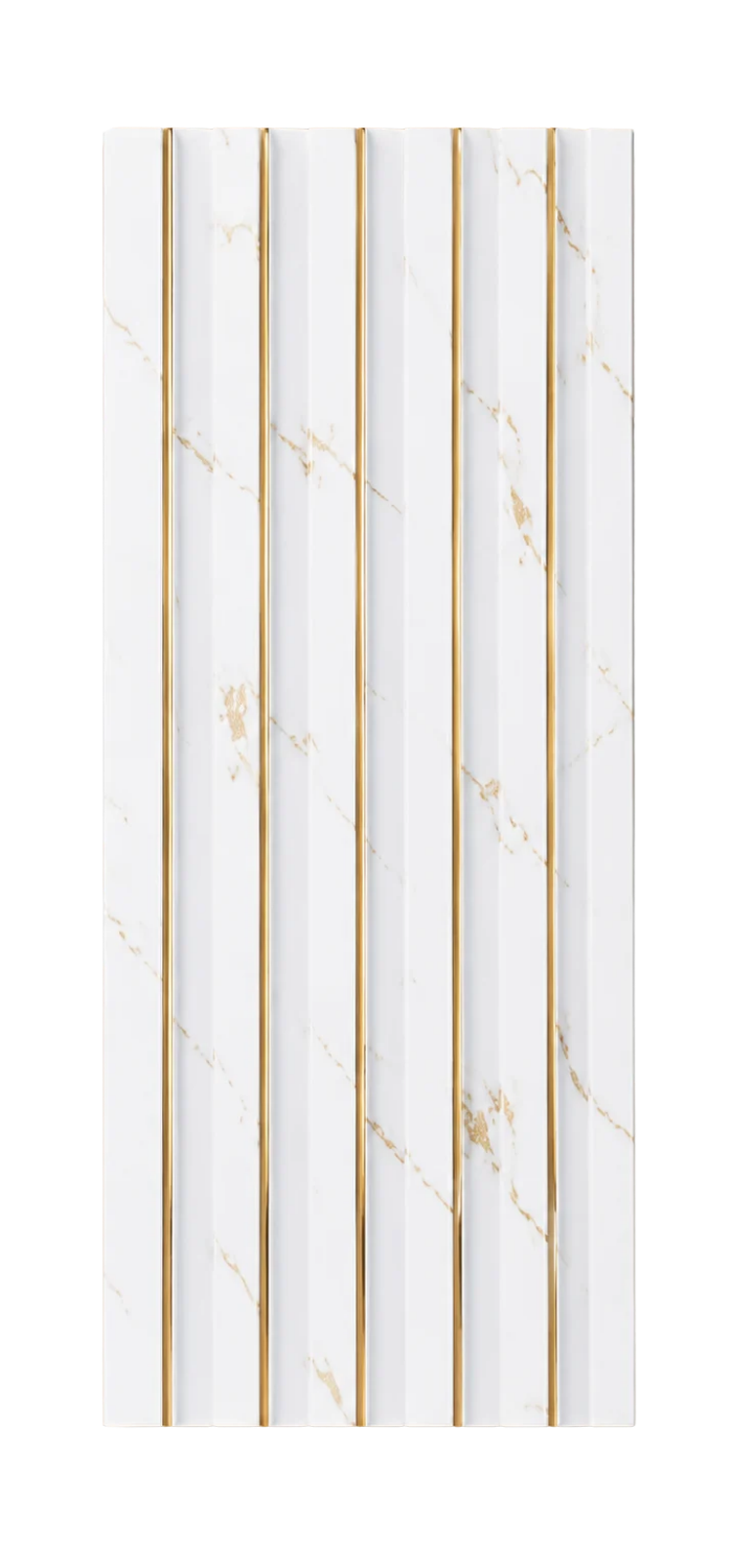 PS Wandpaneel Weiß Marmor Wellenprofil 275 cm x 12 cm - AM2201-10