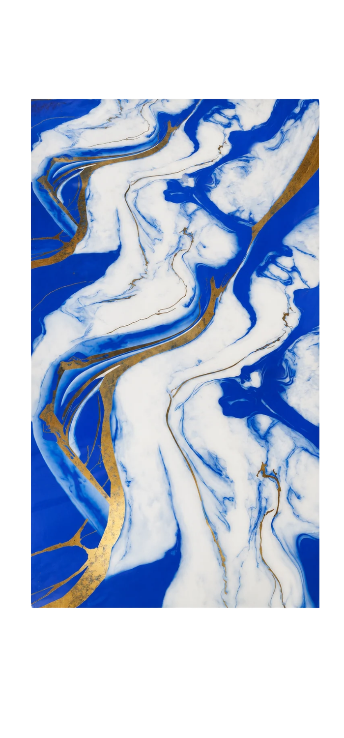 PVC-Wandpaneel - Königsblau Gold - Marmoroptik - 122 × 260 cm - 1028