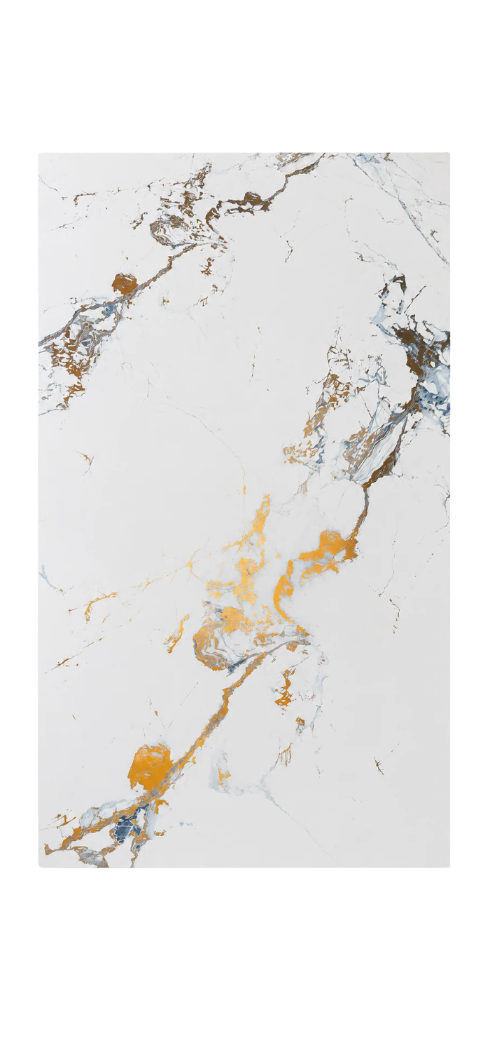 PVC-Wandpaneel - Weiß Gold Blau Marmor - Marmoroptik - 122 × 260 cm - 1030