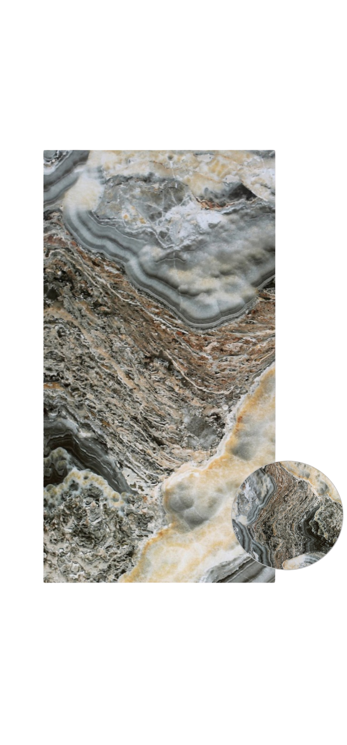 PVC-Wandpaneel - Wald Onyx Grau - Marmoroptik - 122 × 260 cm - 1038