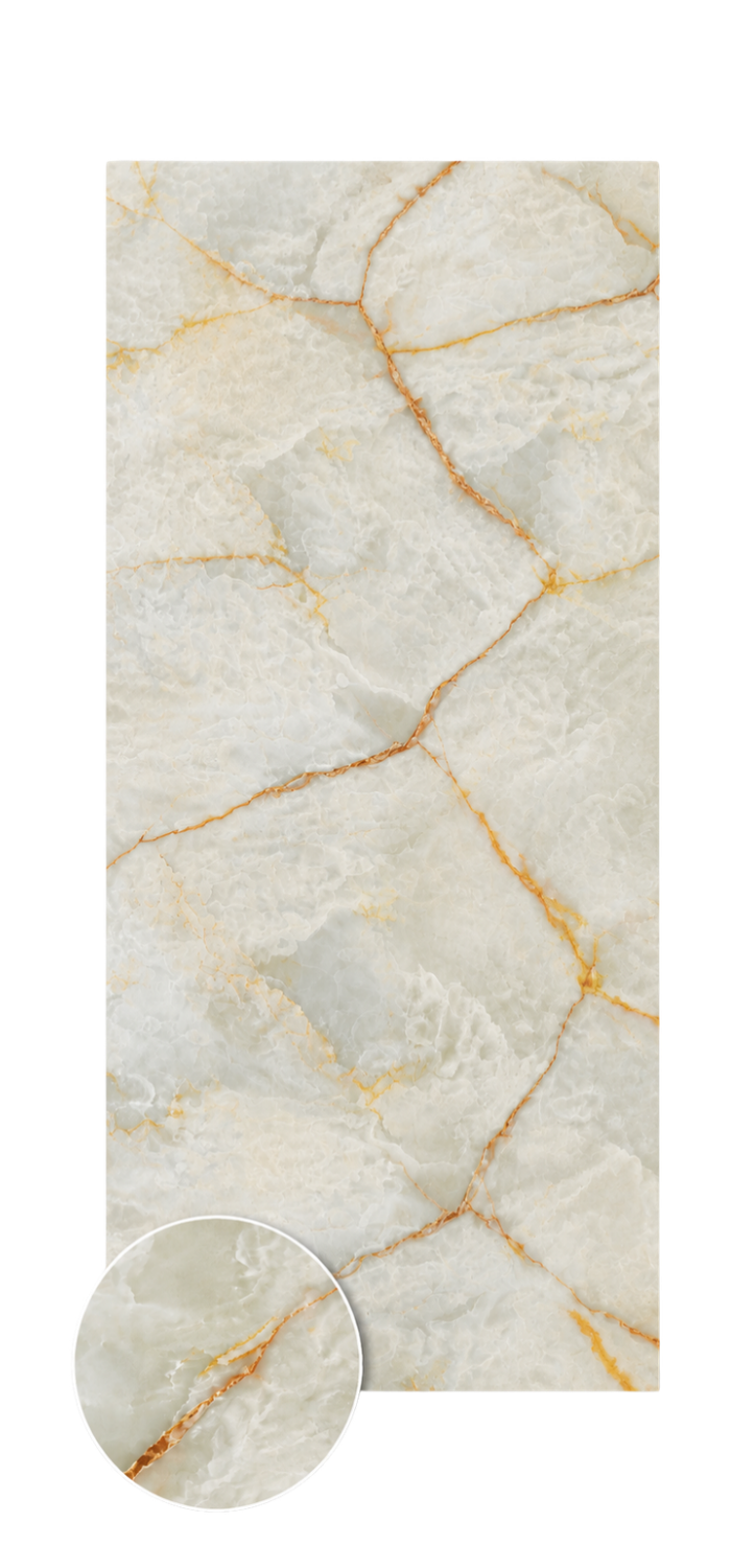 PVC-Wandpaneel - Onyx Gold Creme - Marmoroptik - 122 × 260 cm - 1046