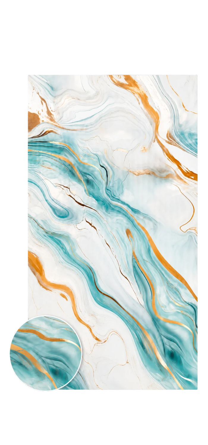 PVC-Wandpaneel - Ozean Gold Blau - Marmoroptik - 122 × 260 cm - 1043