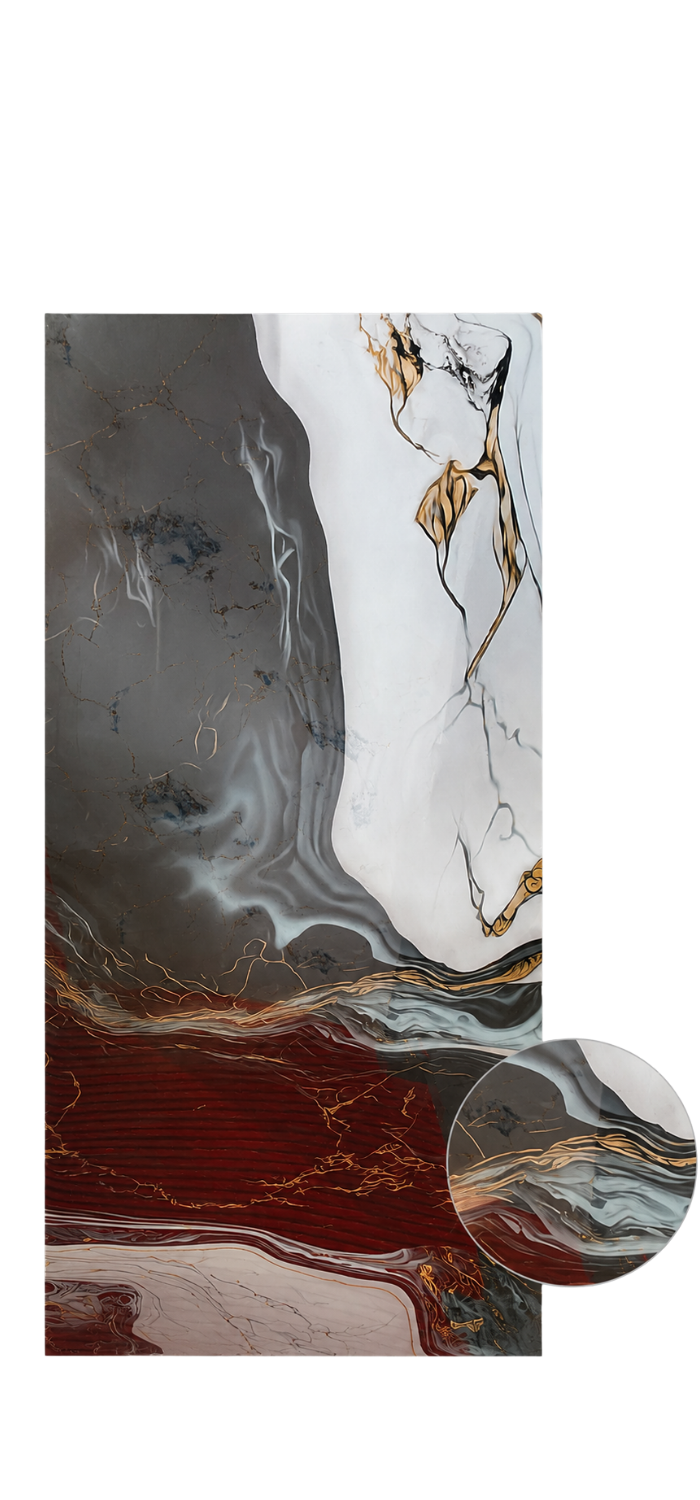PVC-Wandpaneel - Schattengrau Gold - Marmoroptik - 122 × 260 cm - 1021 1