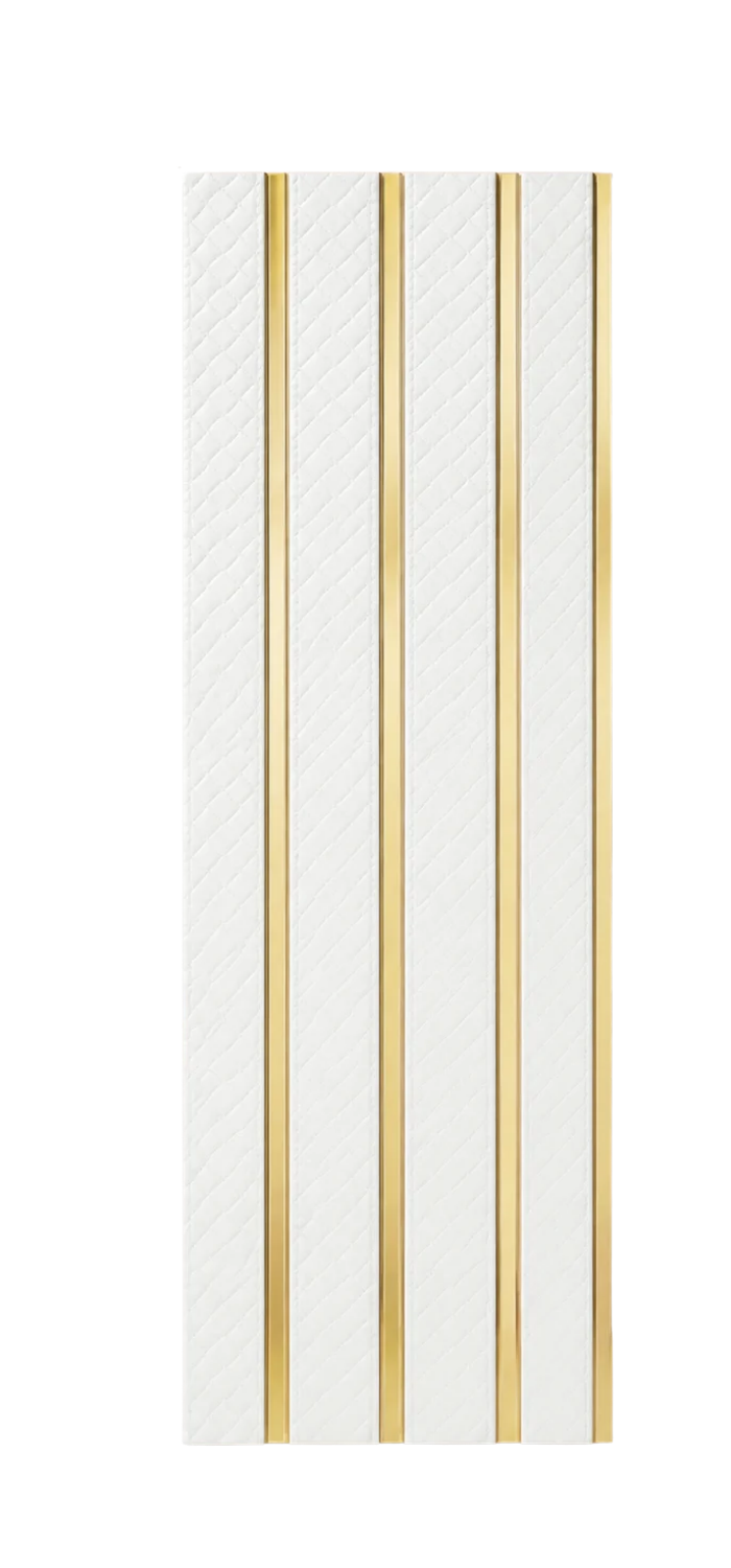 PS Wandpaneel Weiß Gold Breite Lamelle 275 cm x 16 cm - AM4801-39