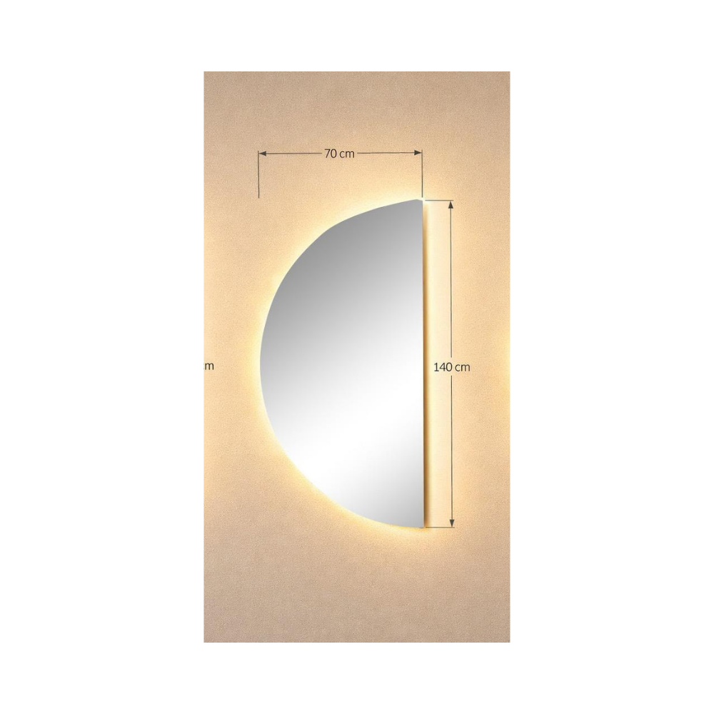 LED Halbmond Wandspiegel – Designer Spiegel mit Hintergrundbeleuchtung 70*140