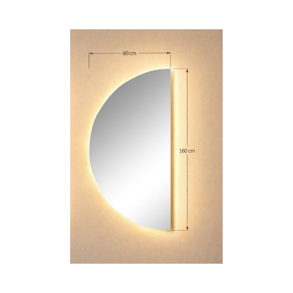 LED Halbmond Wandspiegel – Designer Spiegel mit Hintergrundbeleuchtung 80*160