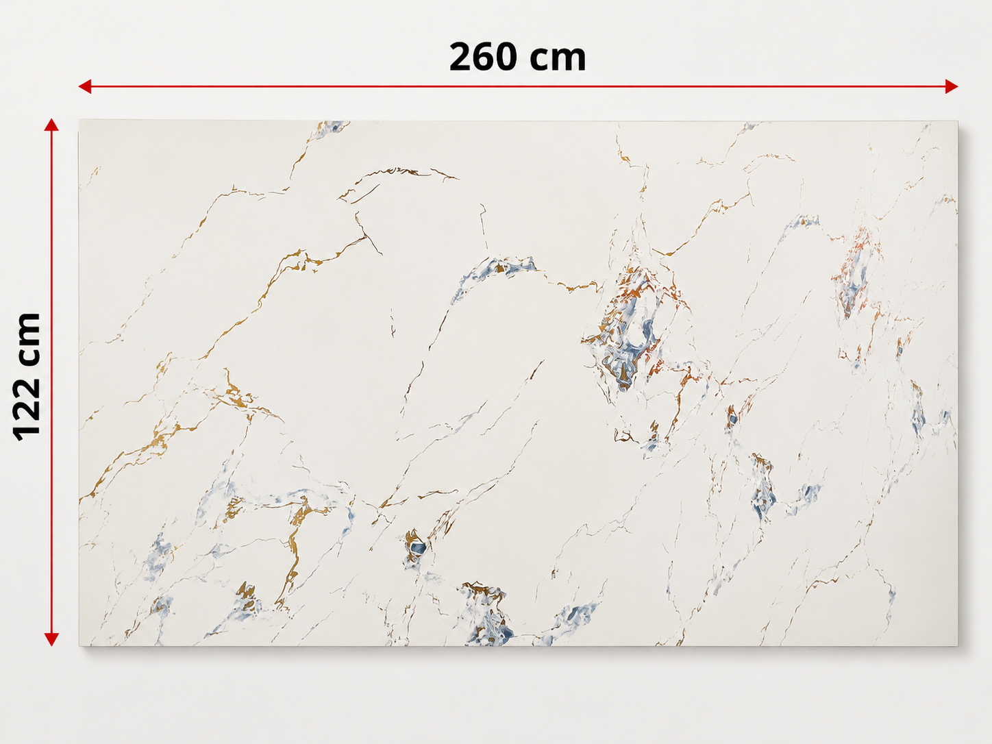PVC-Wandpaneel - Elfenbein Blau Gold - Marmoroptik - 122 × 260 cm - 1020