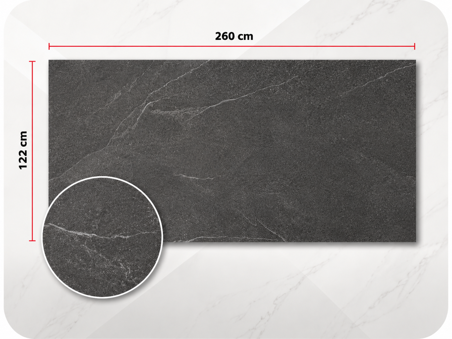 PVC-Wandpaneel - Anthrazit Schiefergrau - Marmoroptik - 122 × 260 cm - 1033