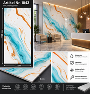 PVC-Wandpaneel - Ozean Gold Blau - Marmoroptik - 122 × 260 cm - 1016
