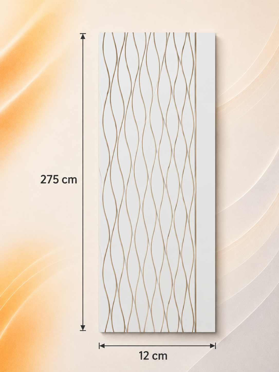 PS Wandpaneel Weiß Wellenlinie 275 cm x 12 cm - AM1022-4