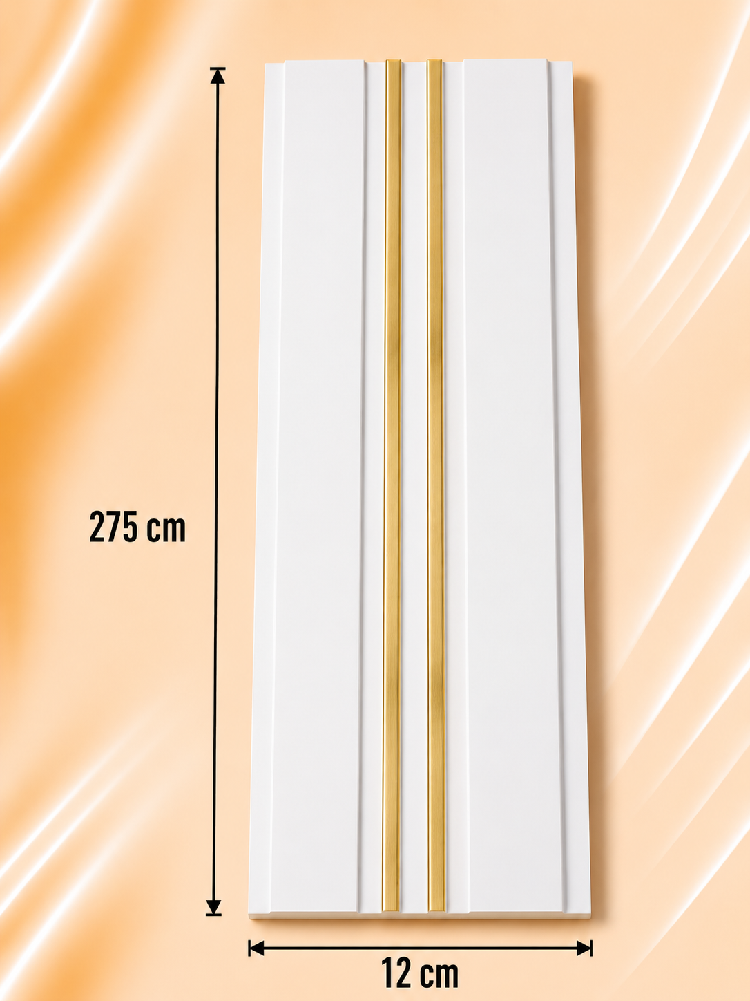 PS Wandpaneel Weiß Goldlinie 275 cm x 12 cm - AM1202-43