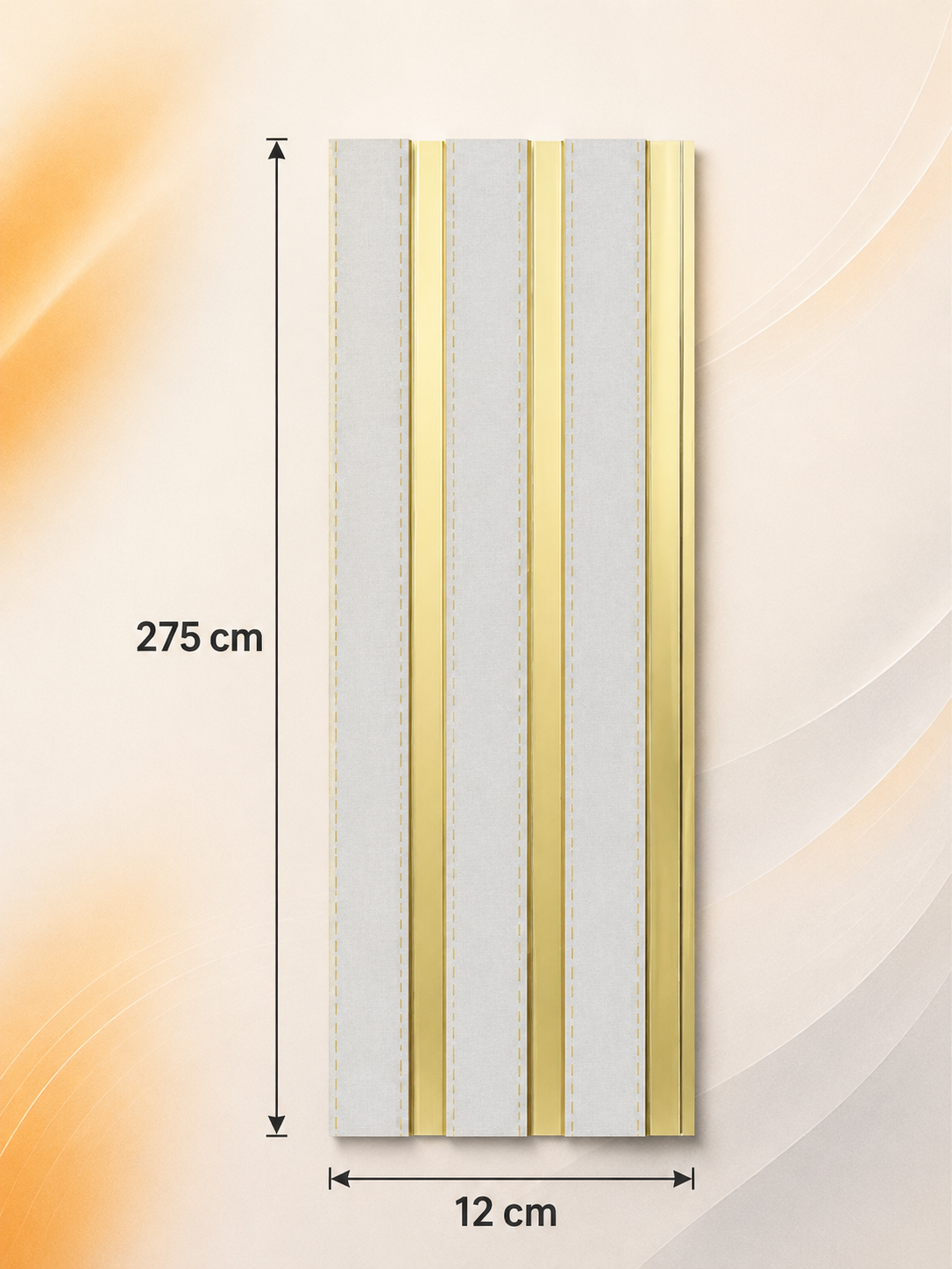 PS Wandpaneel Weiß Goldlinie 275 cm x 12 cm - AM1315-27