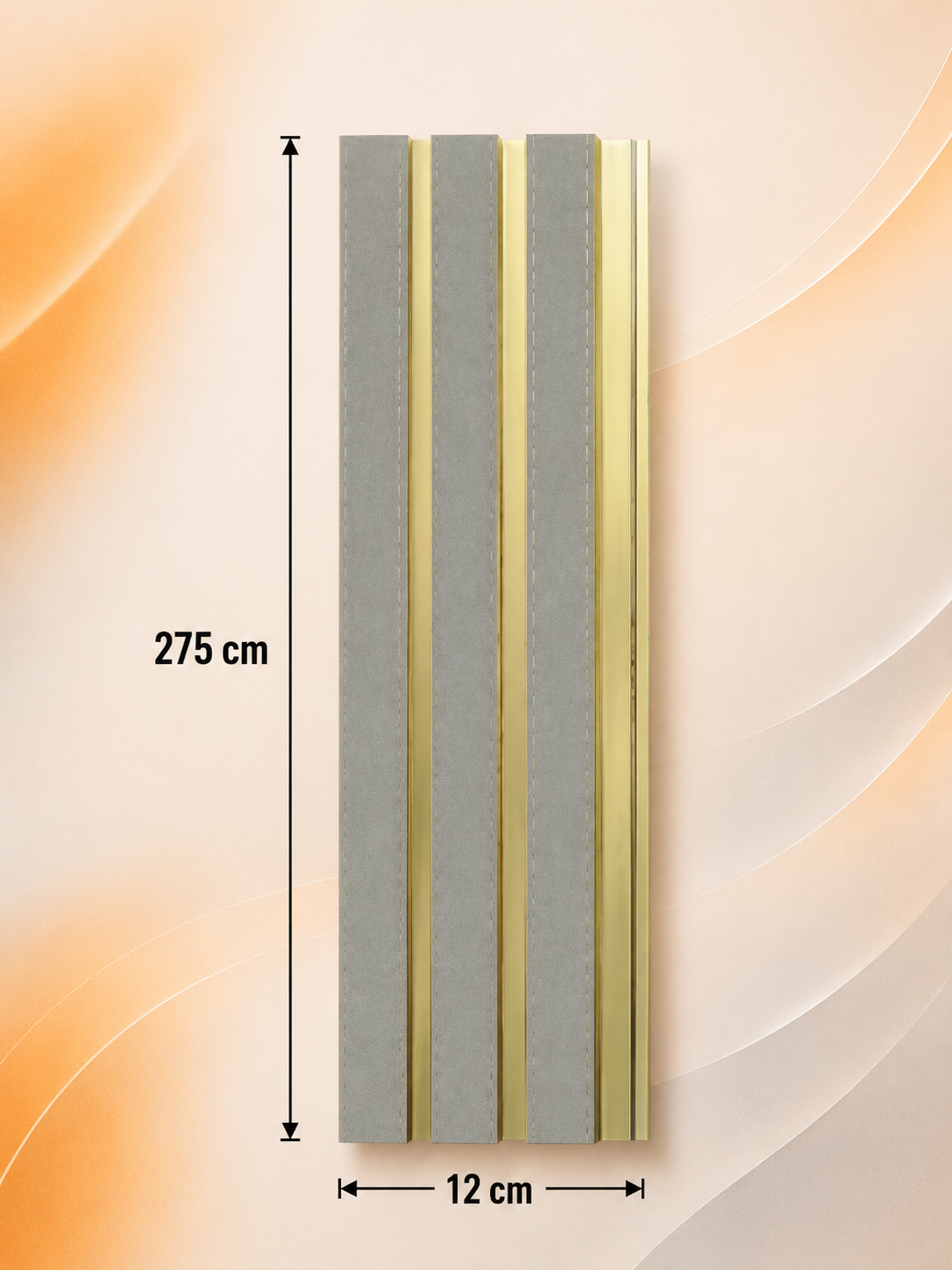 PS Wandpaneel Silbergrau Goldlinie 275 cm x 12 cm - AM1315-31