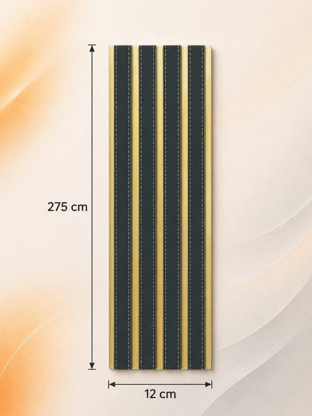 PS Wandpaneel Schwarz Goldlinie 275 cm x 12 cm - AM1315-32