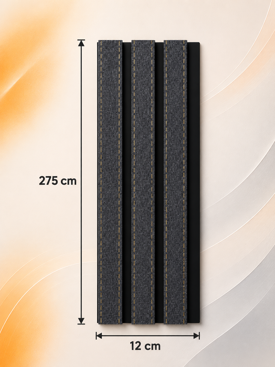 PS Wandpaneel Dunkelgrau Schwarzlinie 275 cm x 12 cm - AM1315-34