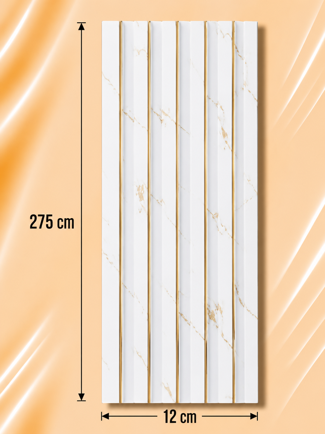 PS Wandpaneel Weiß Marmor Wellenprofil 275 cm x 12 cm - AM2201-10