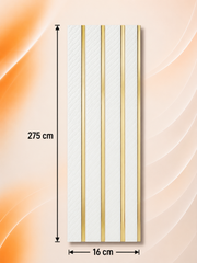 PS Wandpaneel Weiß Gold Breite Lamelle 275 cm x 16 cm - AM4801-39