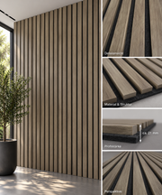 Premium Akustikpaneel Natura Oak – Schwarzer Filz | 270 × 60 ×