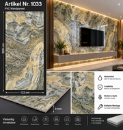 PVC-Wandpaneel - Wald Onyx Grau - Marmoroptik - 122 × 260 cm - 1038