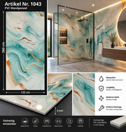 PVC-Wandpaneel - Ozean Gold Blau - Marmoroptik - 122 × 260 cm - 1043