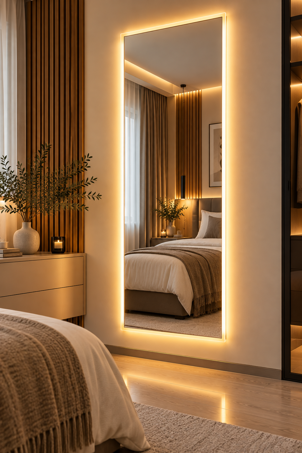 LED Spiegel - Ganzkörperspiegel – Rechteckiger Wandspiegel mit Hintergrundbeleuchtung 70*140