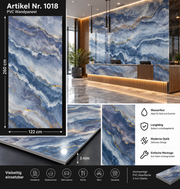 PVC-Wandpaneel - Himmelblau Gold - Marmoroptik - 122 × 260 cm - 1018