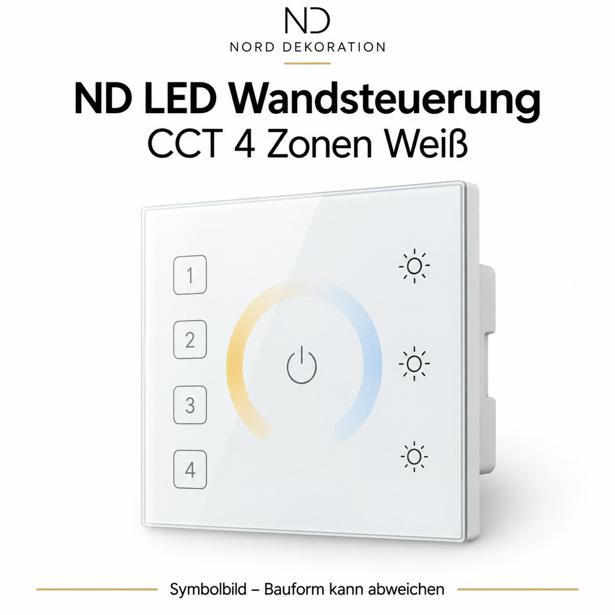 KI-generiertes Symbolbild – ND LED Wandsteuerung CCT 4 Zonen Weiß; Bauform kann abweichen