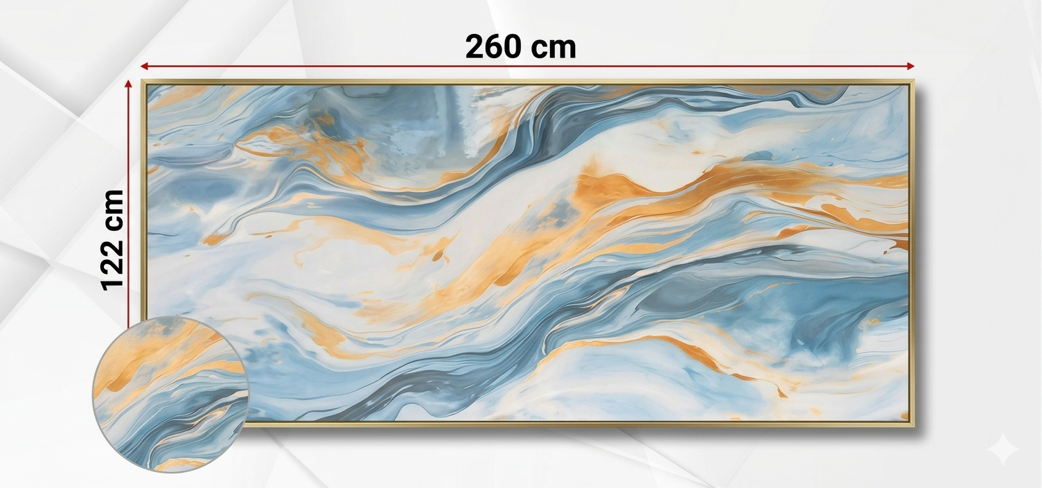PVC-Wandpaneel - Ozean Gold Blau - Marmoroptik - 122 × 260 cm - 1016