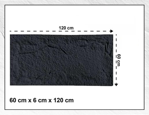 Rock Wandpaneel Schwarz Steinoptik 60 x 120 cm 6 cm 1