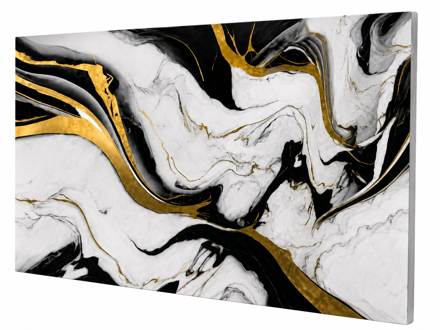 PVC-Wandpaneel - Schwarz Gold Weiß - Marmoroptik - 122 × 260 cm - 1017 2