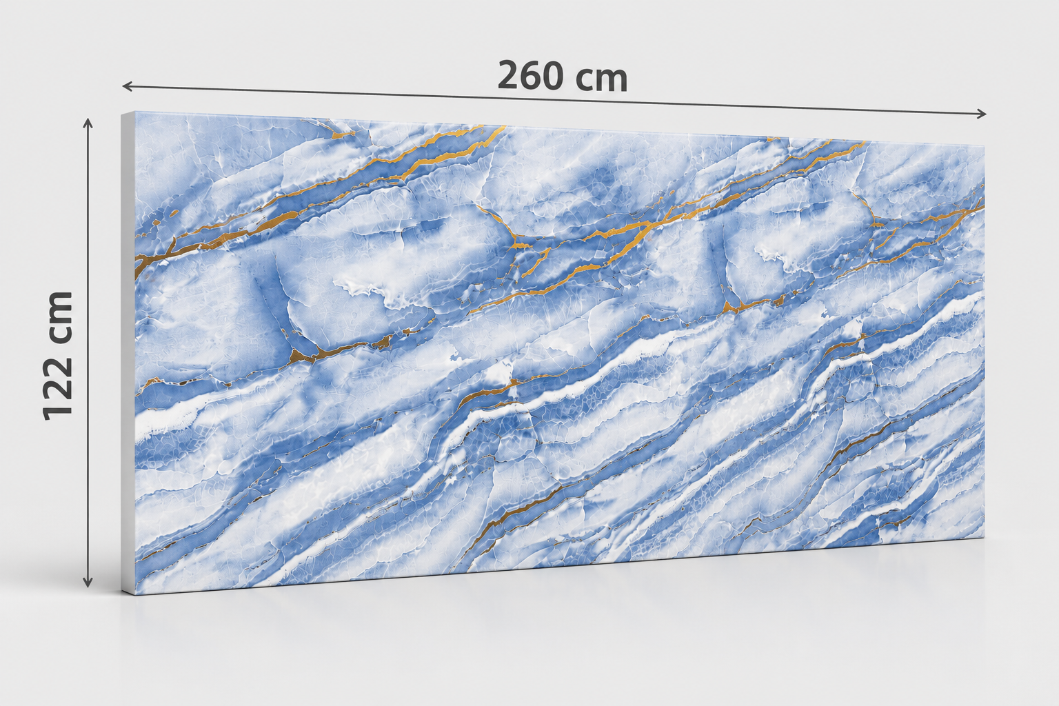 PVC-Wandpaneel - Himmelblau Gold - Marmoroptik - 122 × 260 cm - 1018