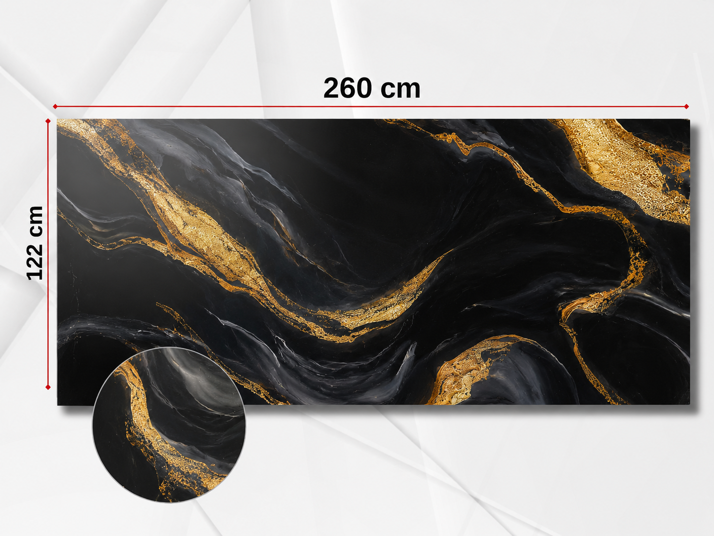 PVC-Wandpaneel - Schwarz Gold Fließmarmor - Marmoroptik - 122 × 260 cm - 1027