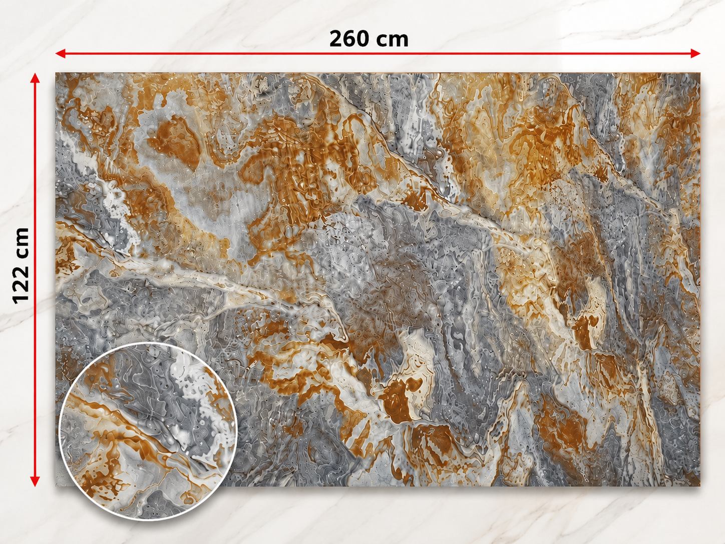 PVC-Wandpaneel - Bronze Grau Marmor - Marmoroptik - 122 × 260 cm - 1026