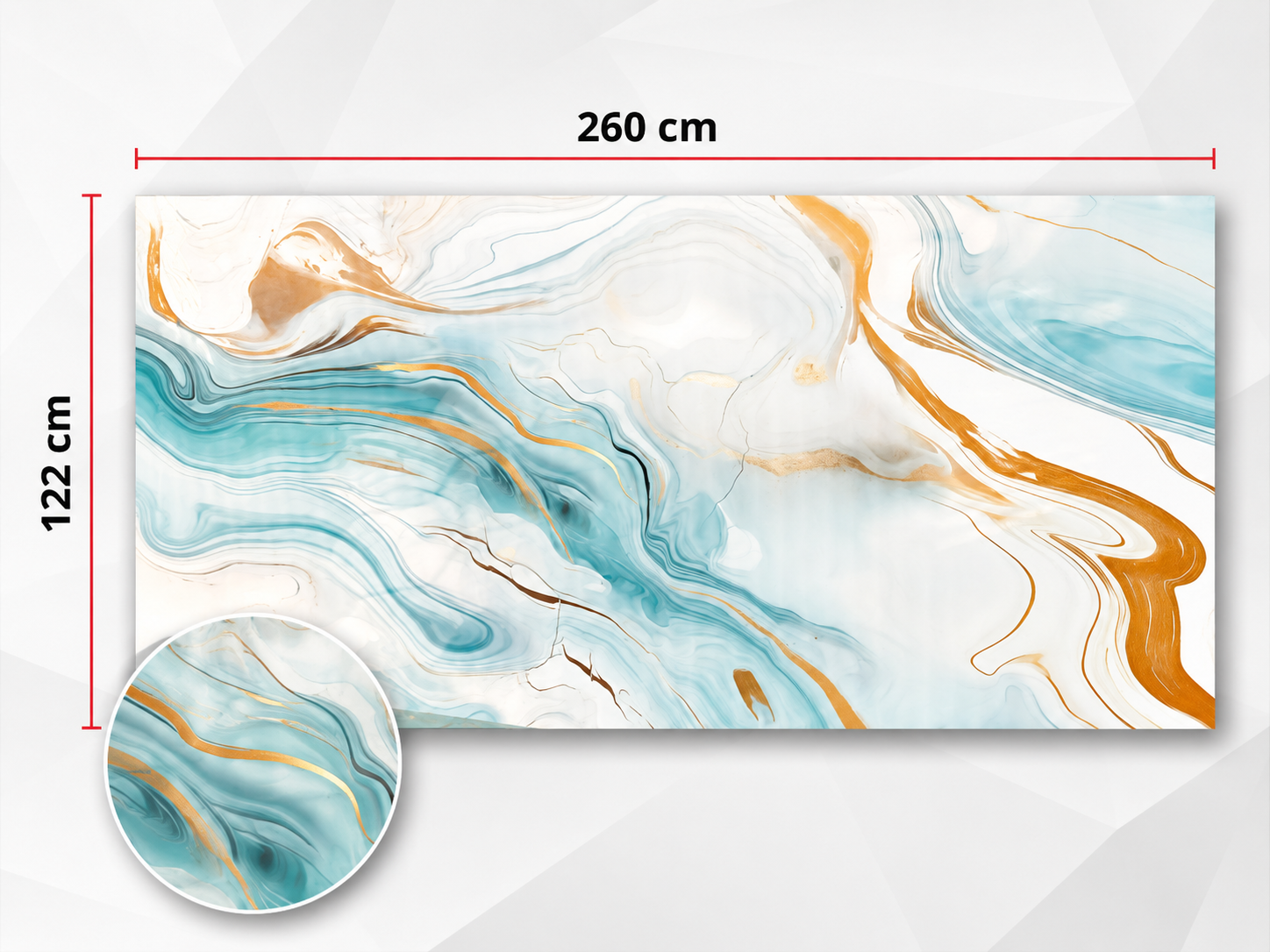 PVC-Wandpaneel - Ozean Gold Blau - Marmoroptik - 122 × 260 cm - 1043