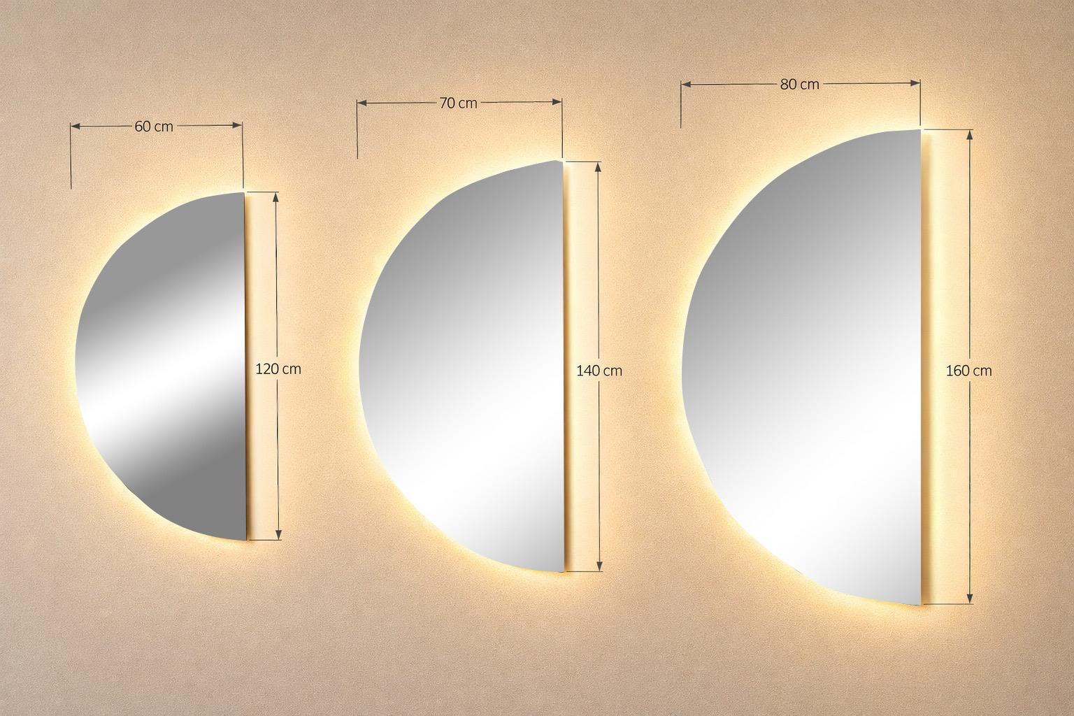 LED Halbmond Wandspiegel – Designer Spiegel mit Hintergrundbeleuchtung 70*140