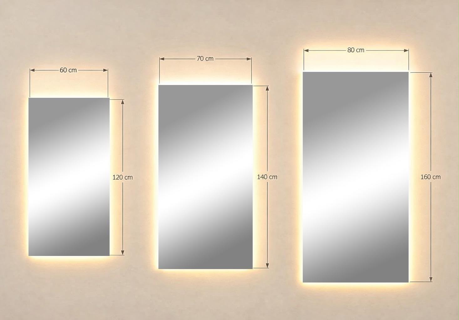 LED Ganzkörperspiegel – Rechteckiger Wandspiegel mit Hintergrundbeleuchtung 70*140